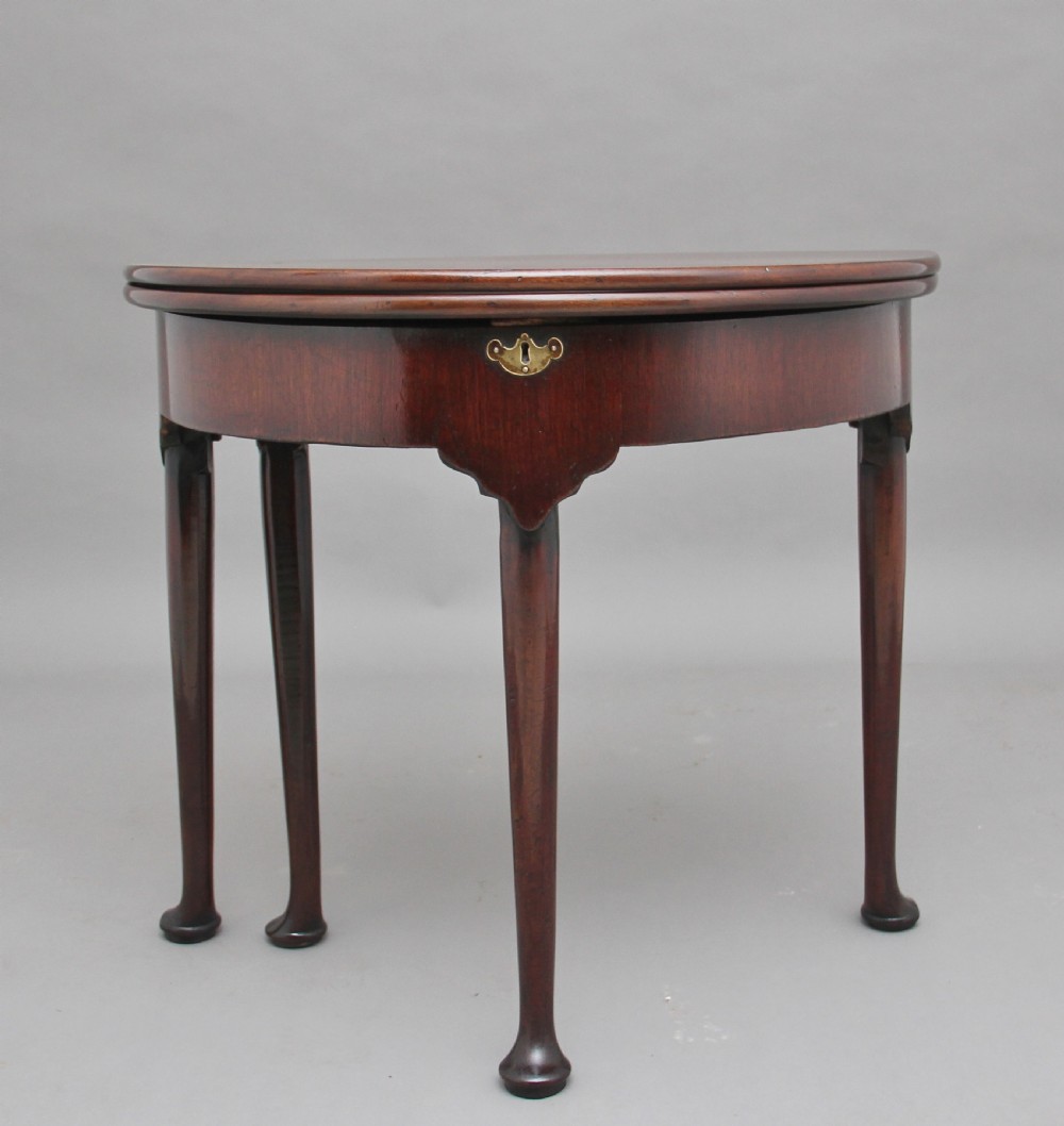18th Century mahogany demi-lune tea table