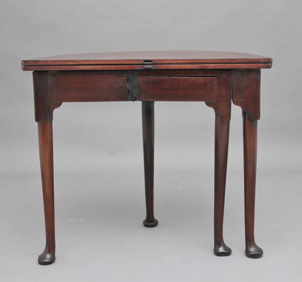 18th Century mahogany demi-lune tea table View III