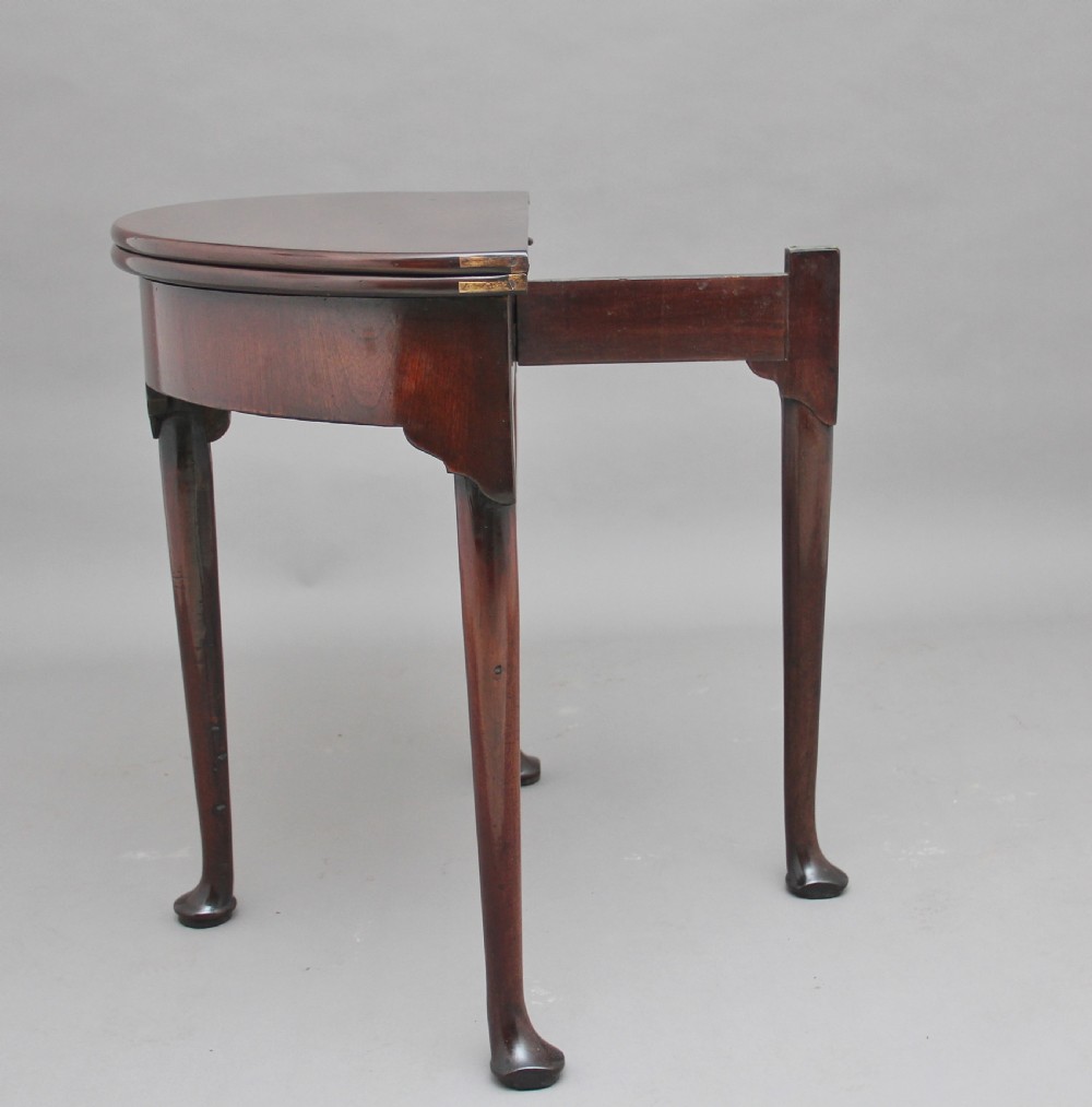 18th Century mahogany demi-lune tea table View V