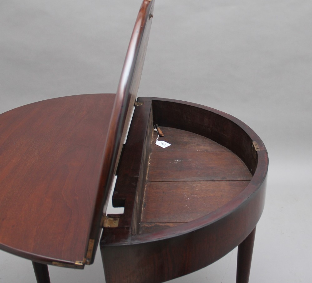 18th Century mahogany demi-lune tea table View IX