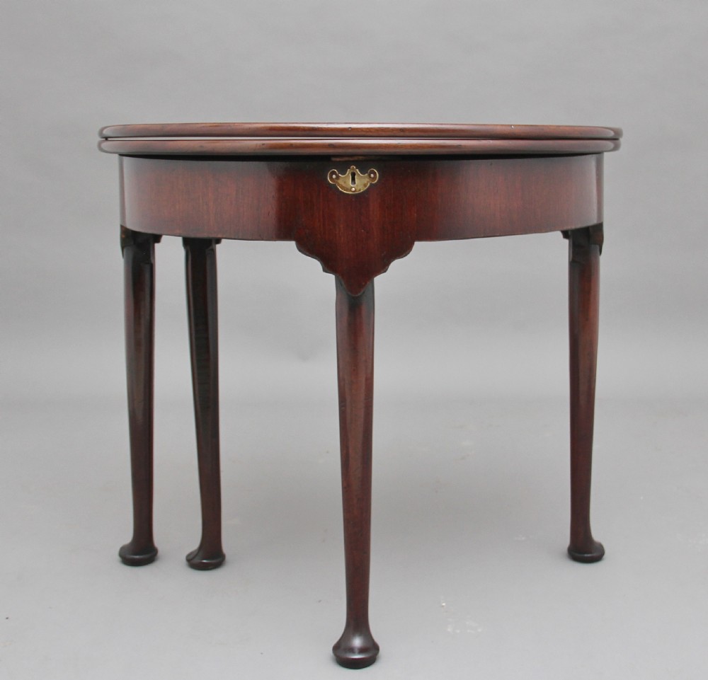 18th Century mahogany demi-lune tea table View X