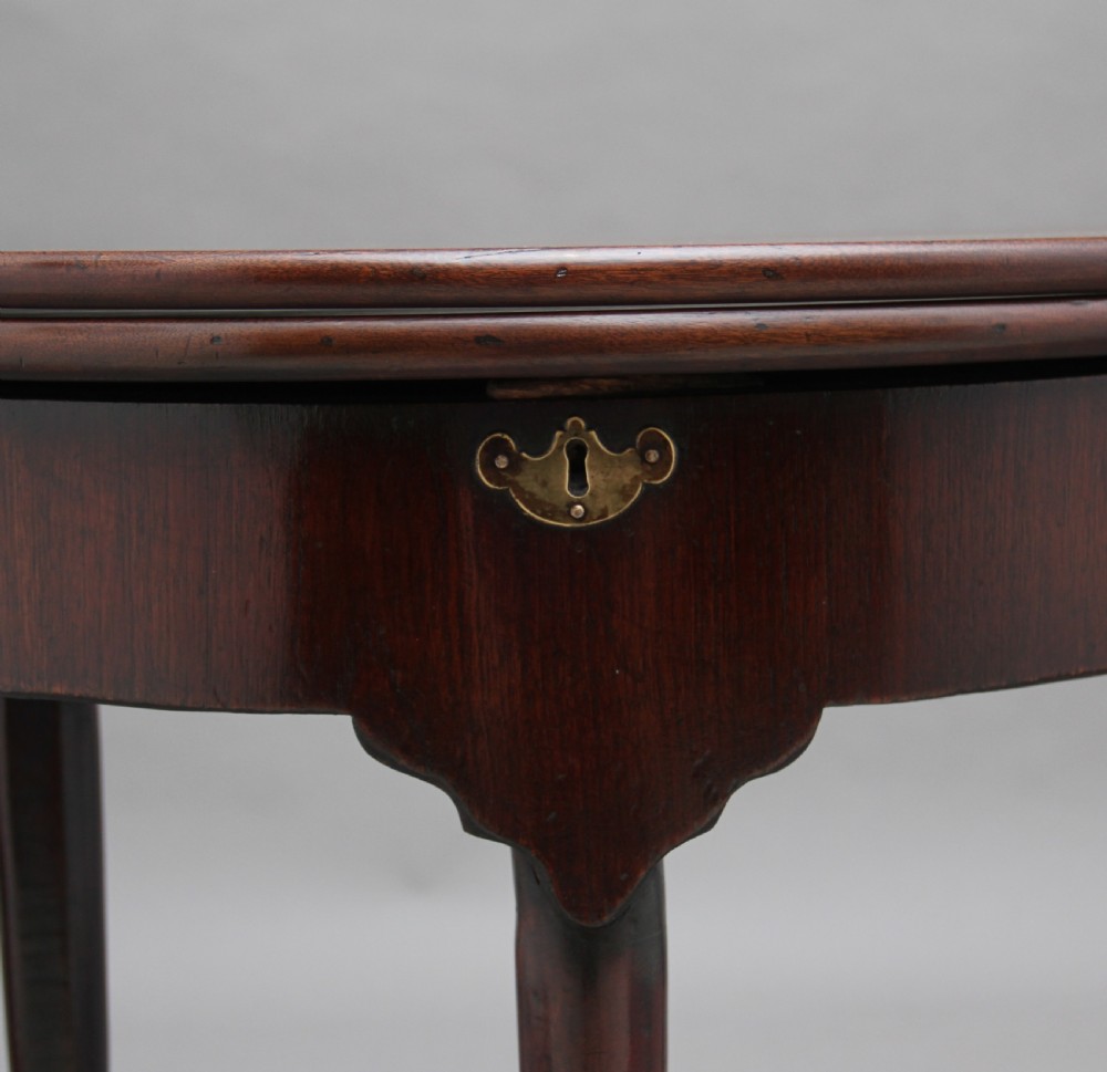 18th Century mahogany demi-lune tea table View XI