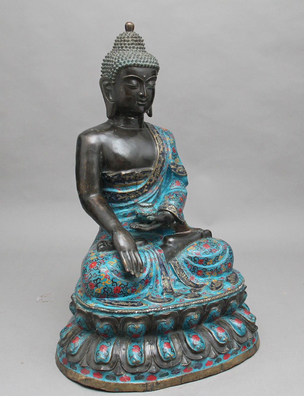 Large early 19th Century bronze and cloisonne Buddha View II