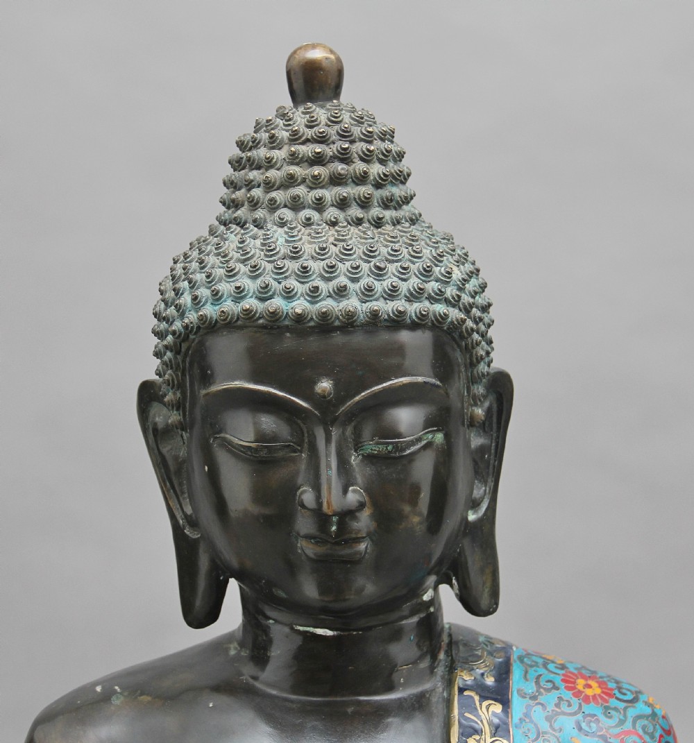 Large early 19th Century bronze and cloisonne Buddha View VI