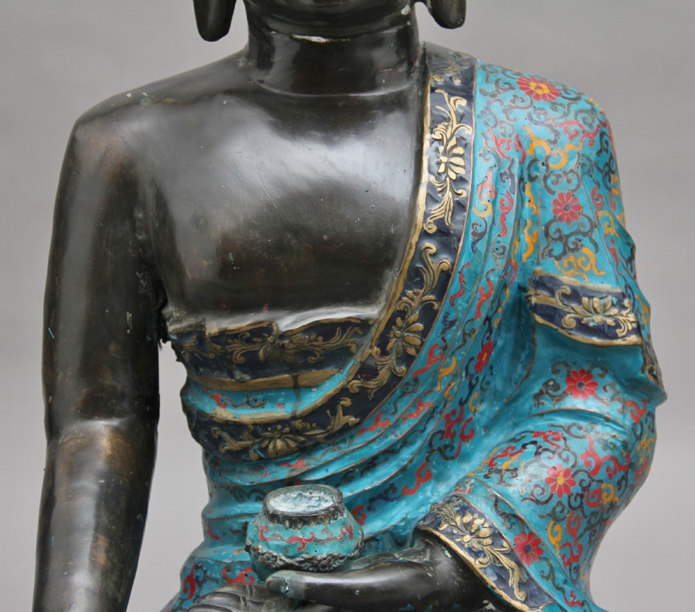 Large early 19th Century bronze and cloisonne Buddha View IX