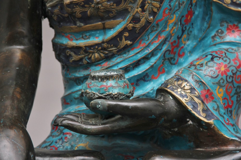 Large early 19th Century bronze and cloisonne Buddha View X