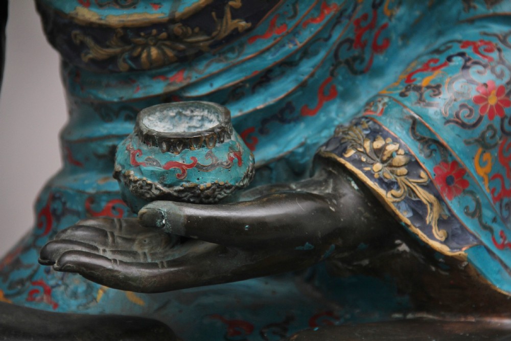 Large early 19th Century bronze and cloisonne Buddha View XI