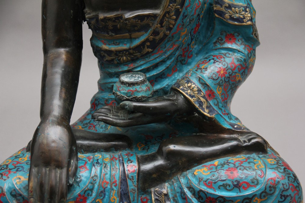 Large early 19th Century bronze and cloisonne Buddha View XII