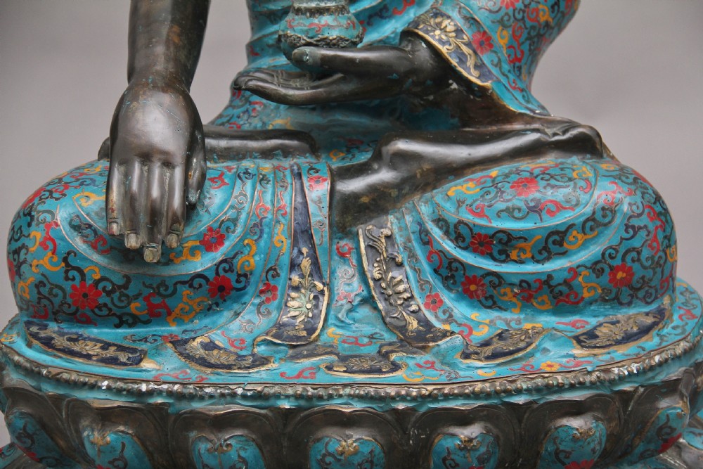 Large early 19th Century bronze and cloisonne Buddha View XIII