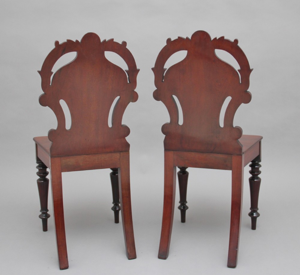 Pair of 19th Century mahogany hall chairs View IV
