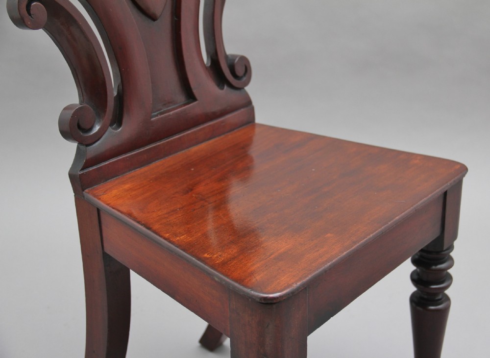 Pair of 19th Century mahogany hall chairs View VI