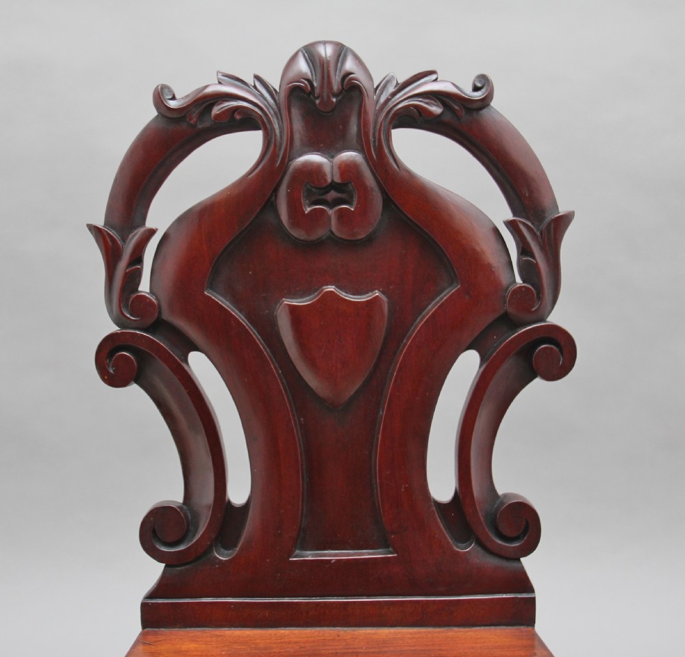 Pair of 19th Century mahogany hall chairs View VIII