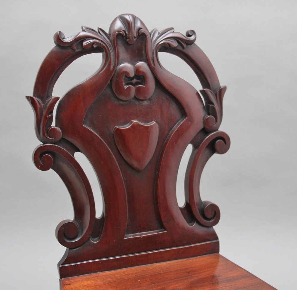 Pair of 19th Century mahogany hall chairs View IX