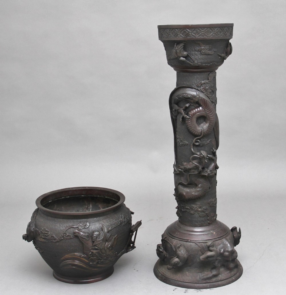 19th Century Japanese bronze jardinere on stand View V