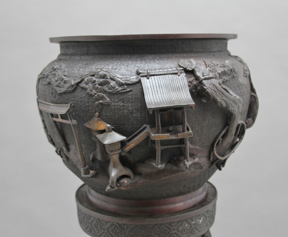 19th Century Japanese bronze jardinere on stand View VI