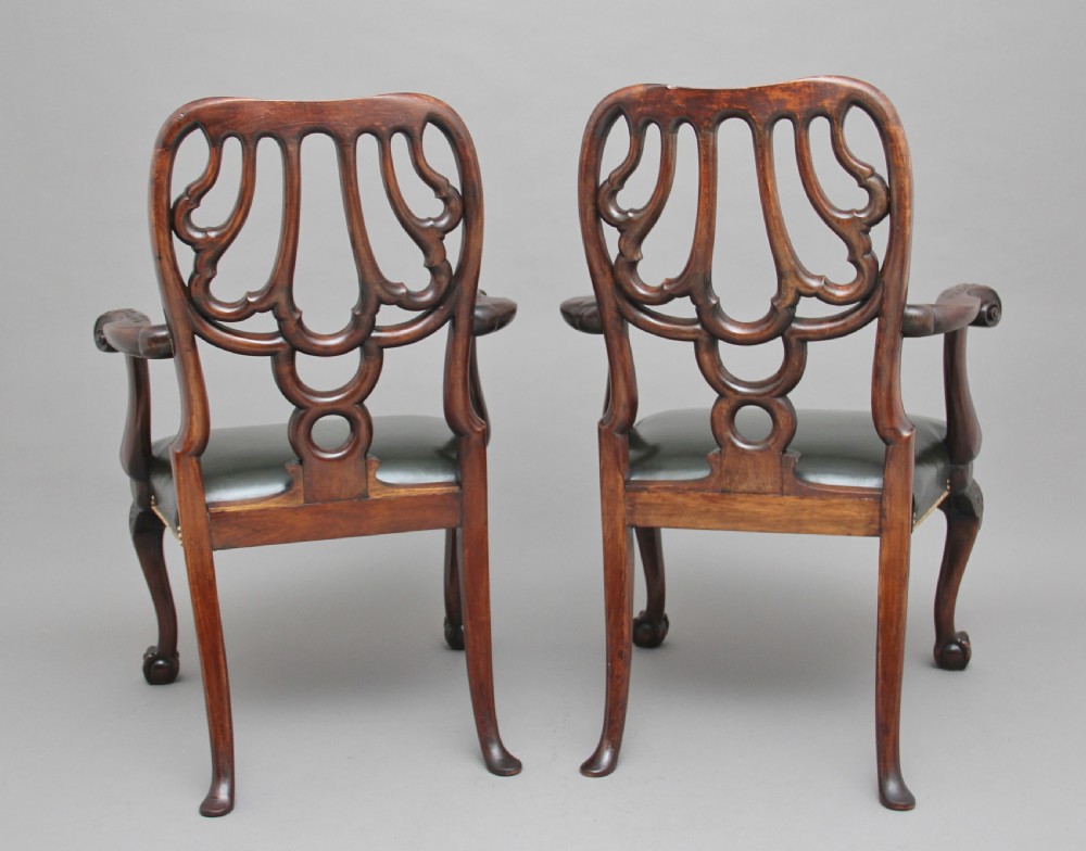 Pair of 19th Century carved mahogany armchairs View V