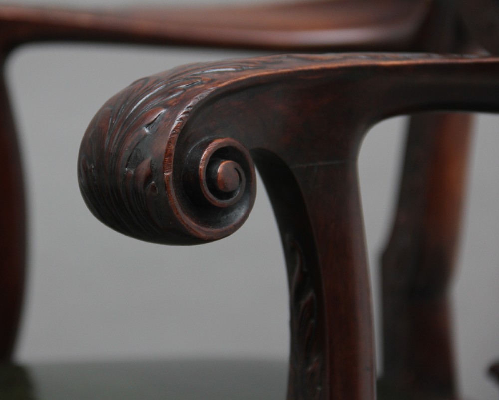 Pair of 19th Century carved mahogany armchairs View VIII