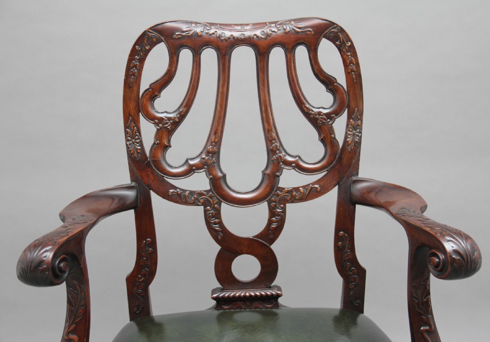 Pair of 19th Century carved mahogany armchairs View IX