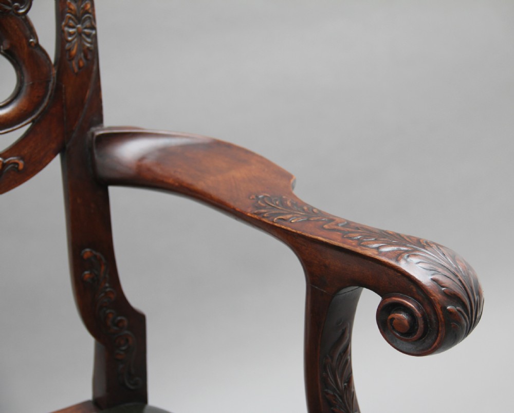 Pair of 19th Century carved mahogany armchairs View X