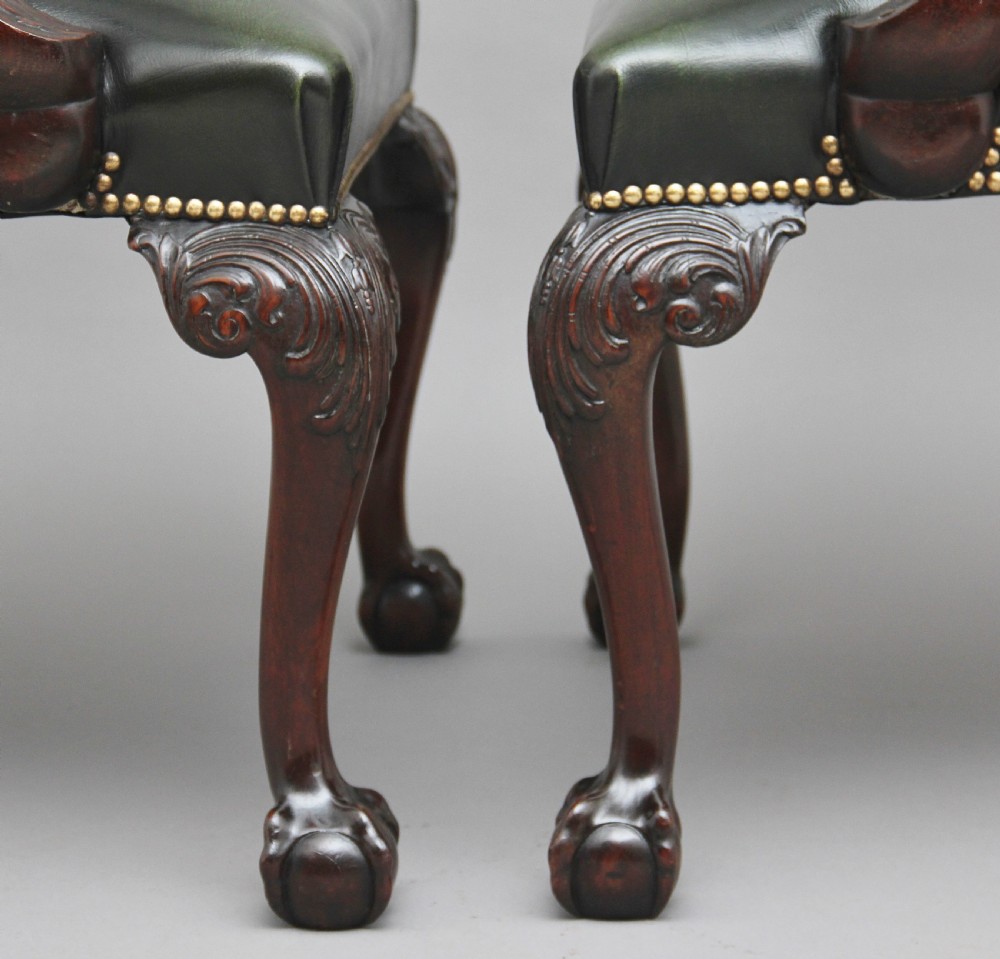 Pair of 19th Century carved mahogany armchairs View XI