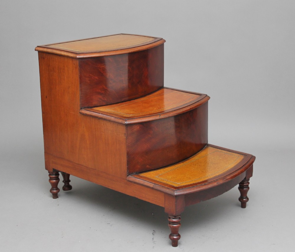 19th Century mahogany library steps