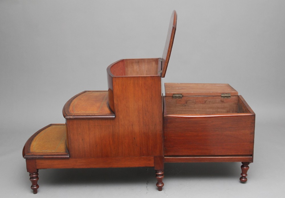 19th Century mahogany library steps View II