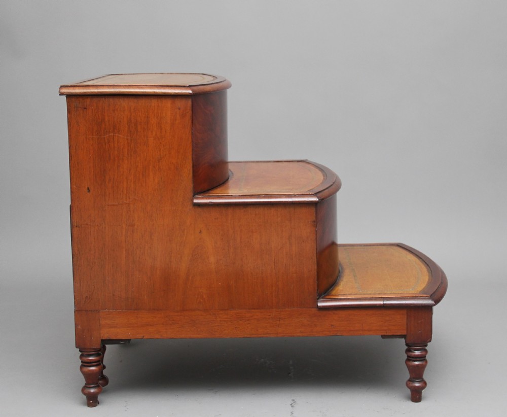 19th Century mahogany library steps View III