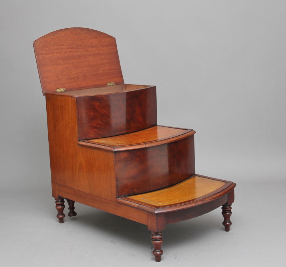 19th Century mahogany library steps View VII