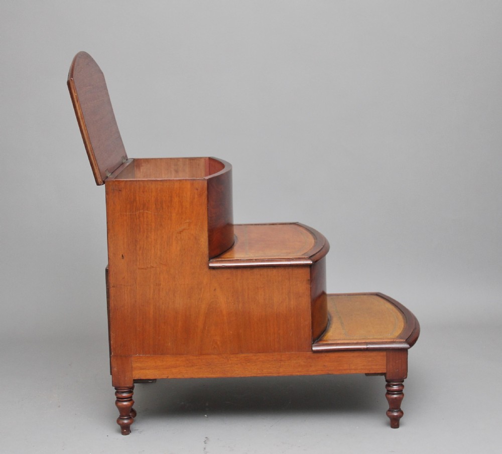19th Century mahogany library steps View IX