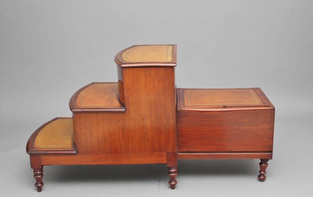 19th Century mahogany library steps View XI