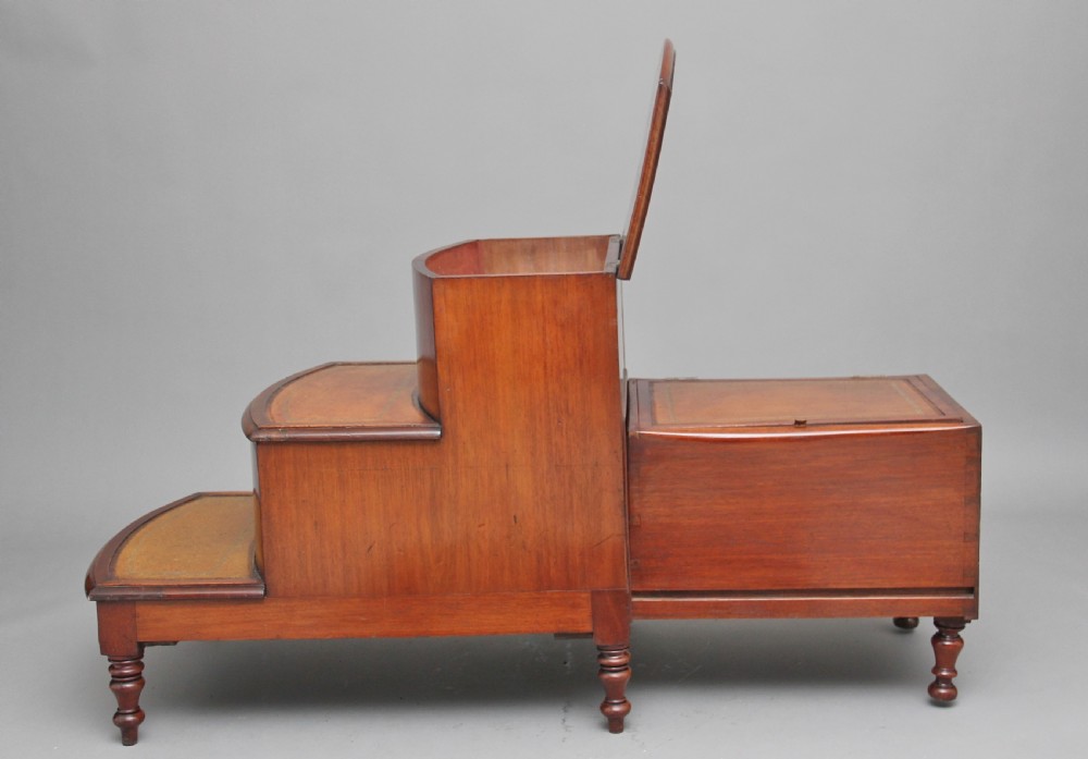 19th Century mahogany library steps View XII