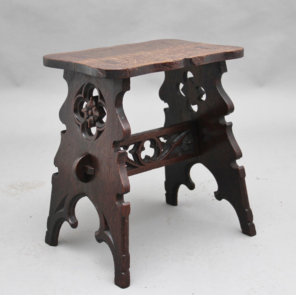 19th Century Gothic revival oak stool