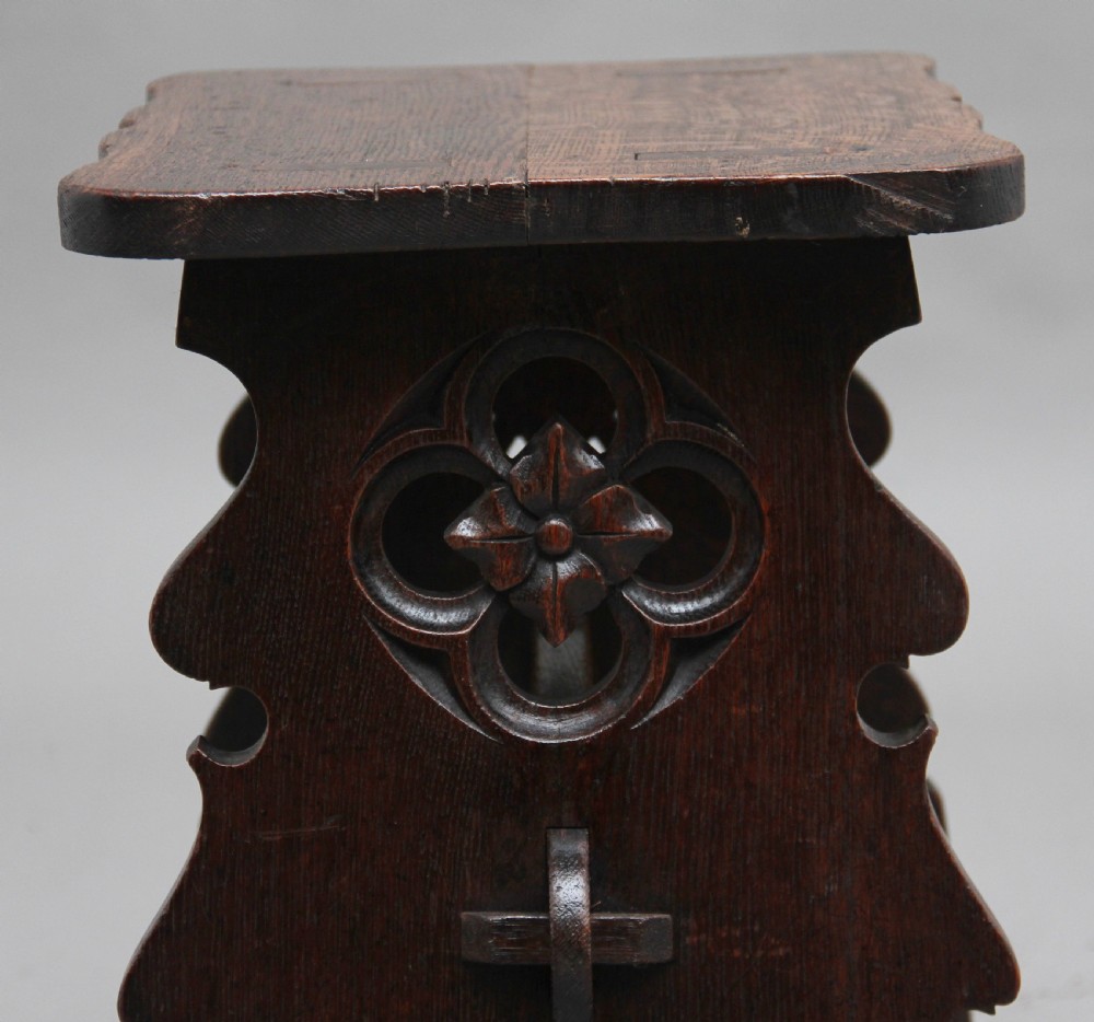 19th Century Gothic revival oak stool View IV