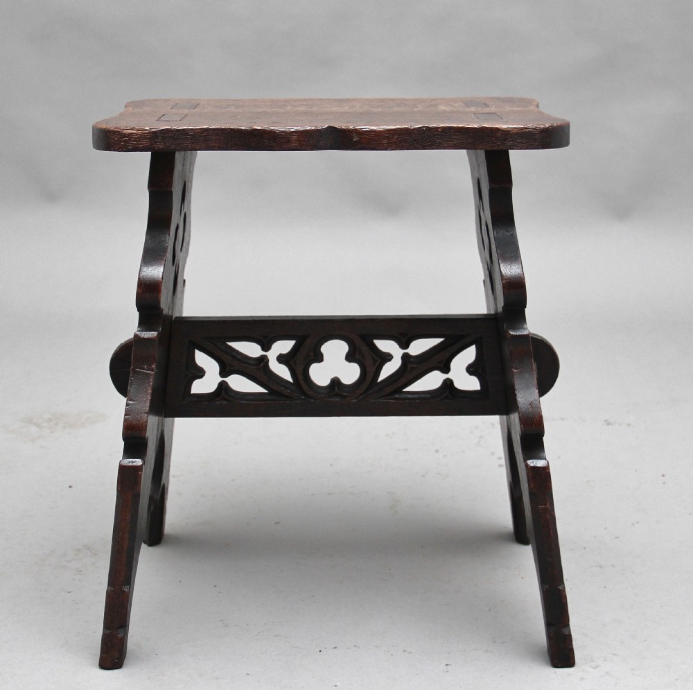 19th Century Gothic revival oak stool View V