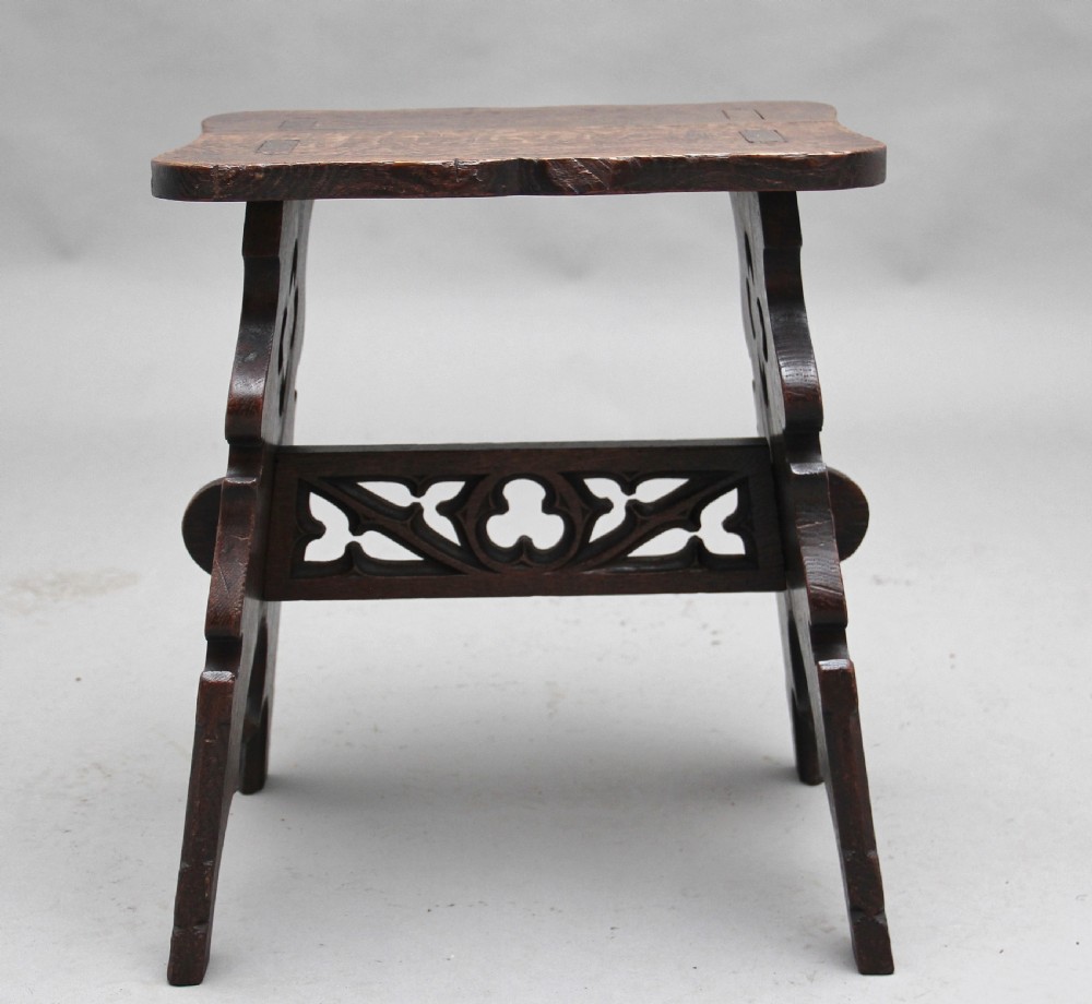 19th Century Gothic revival oak stool View VII