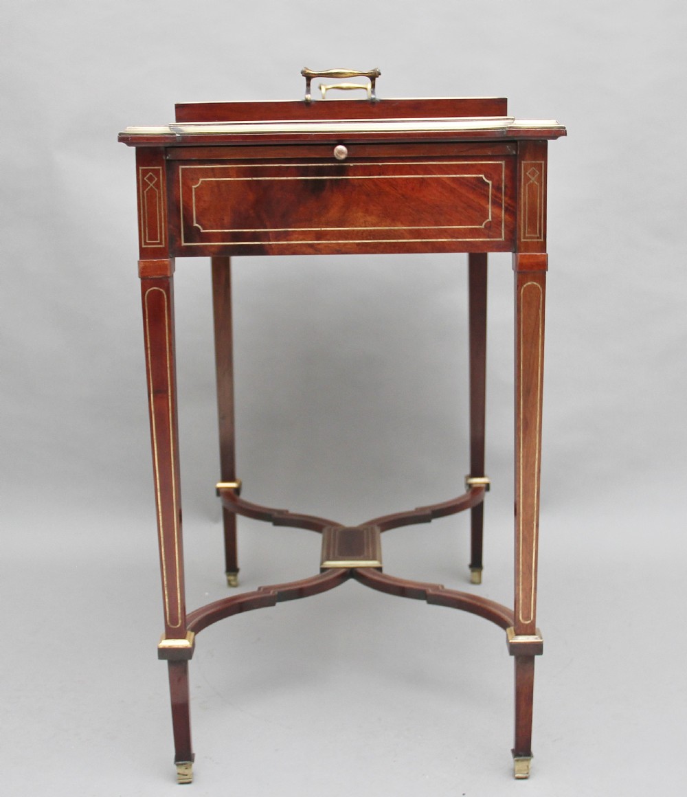 19th Century mahogany and brass inlaid tray table View VIII