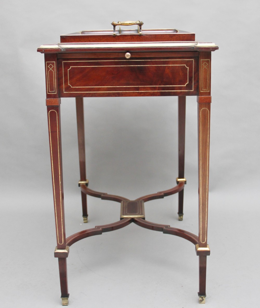 19th Century mahogany and brass inlaid tray table View X