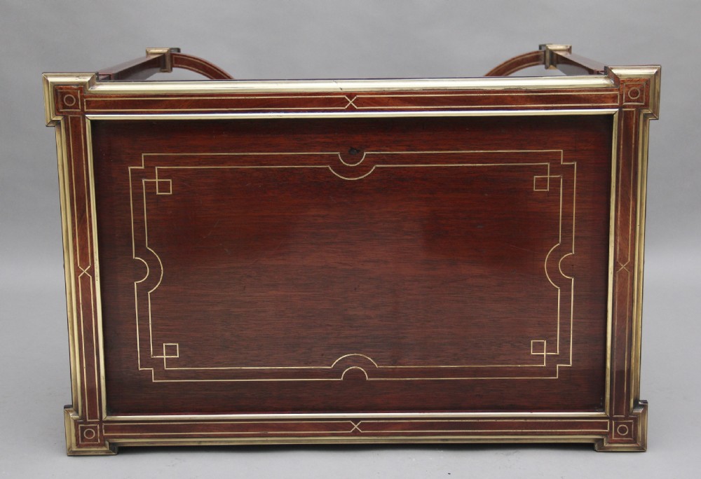 19th Century mahogany and brass inlaid tray table View XI