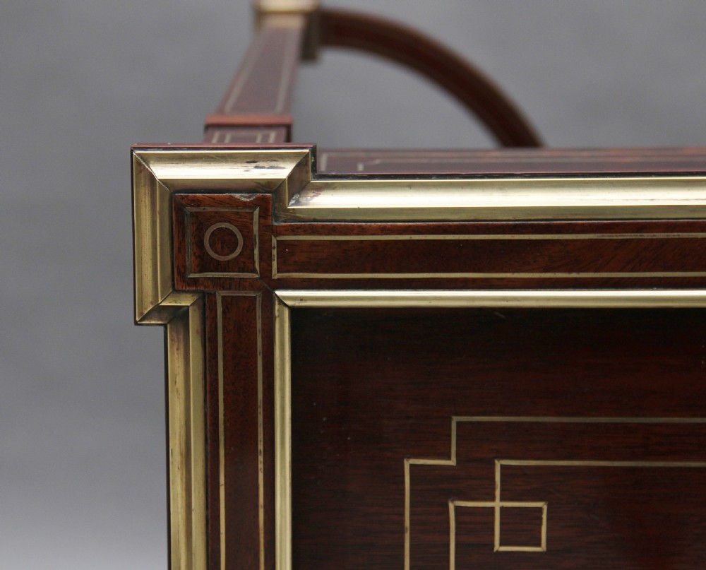 19th Century mahogany and brass inlaid tray table View XII