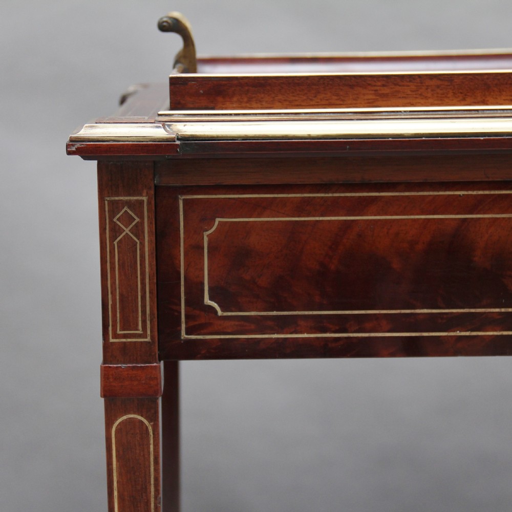 19th Century mahogany and brass inlaid tray table View XIII