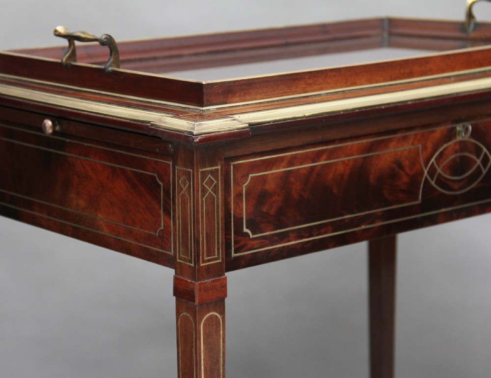 19th Century mahogany and brass inlaid tray table View XV