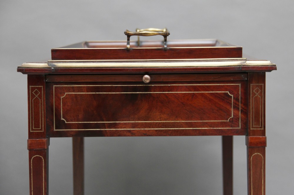 19th Century mahogany and brass inlaid tray table View XVI