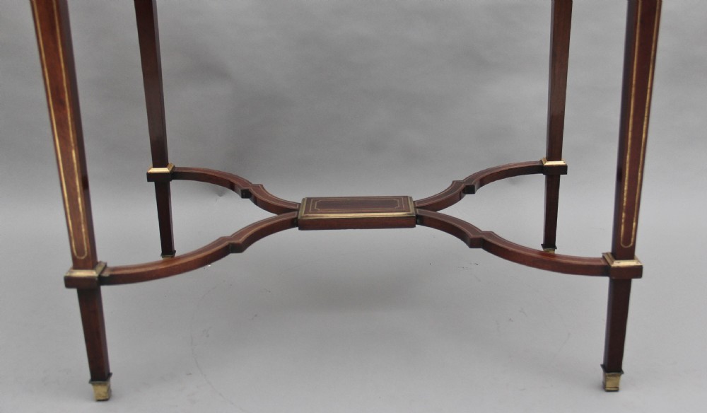 19th Century mahogany and brass inlaid tray table View XVII