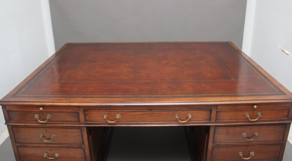Large early 20th Century mahogany partners desk View V