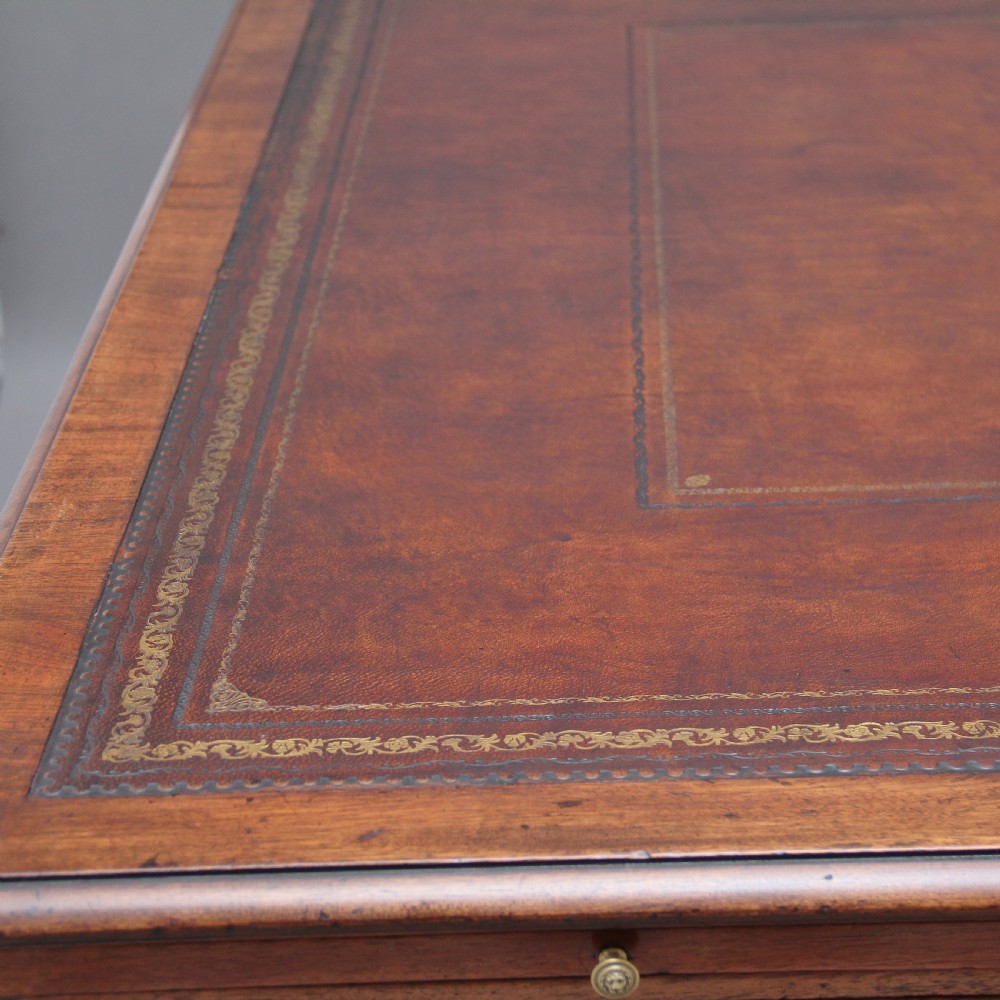 Large early 20th Century mahogany partners desk View VI