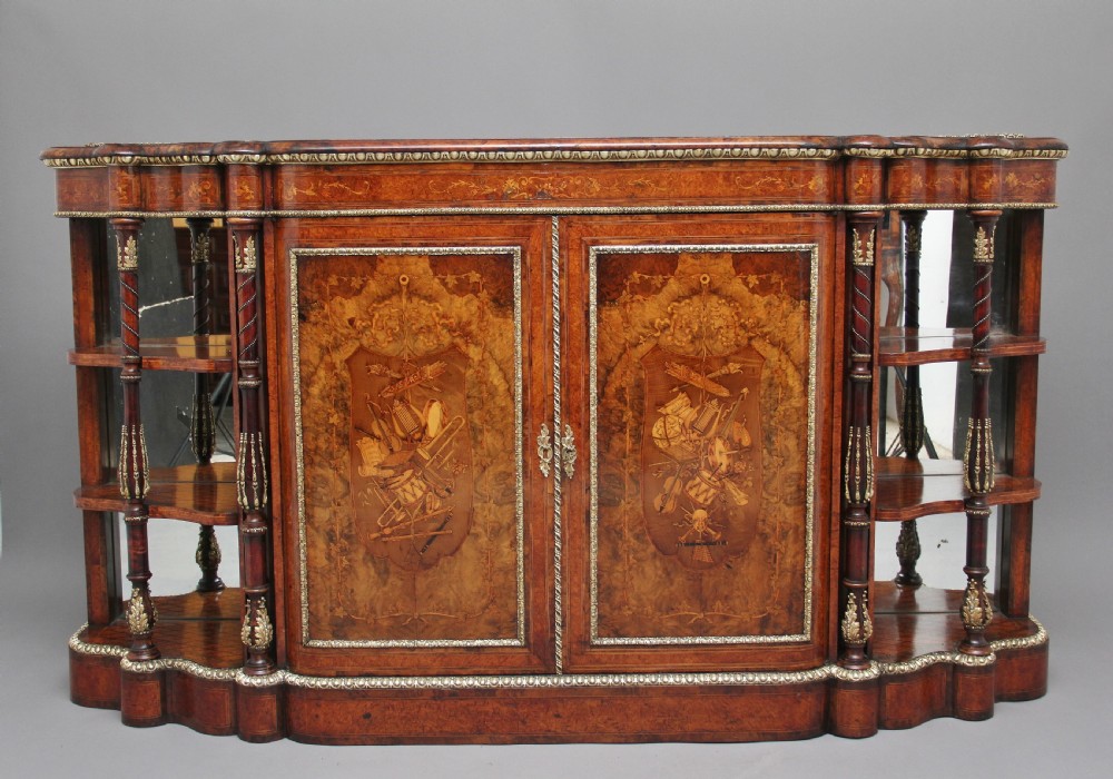 19th Century walnut and marquetry credenza