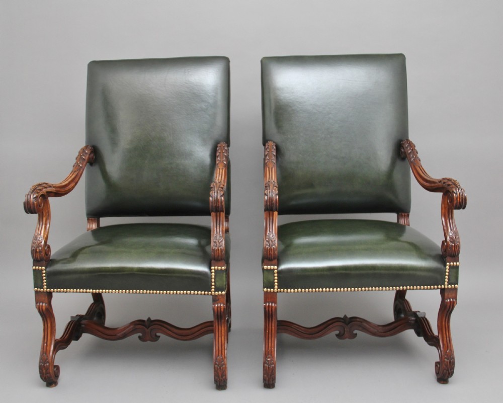 Pair of early 19th Century carved walnut armchairs View II