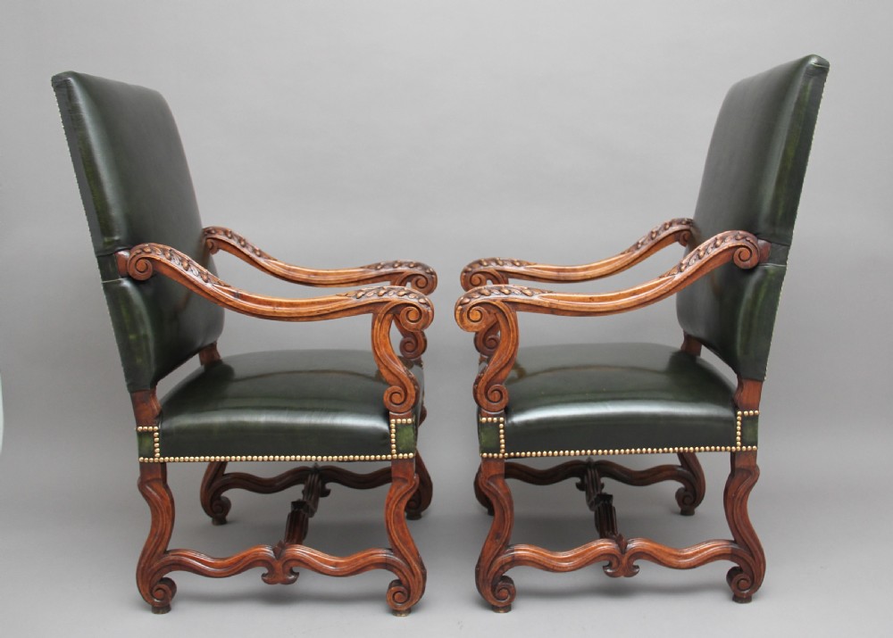 Pair of early 19th Century carved walnut armchairs View III
