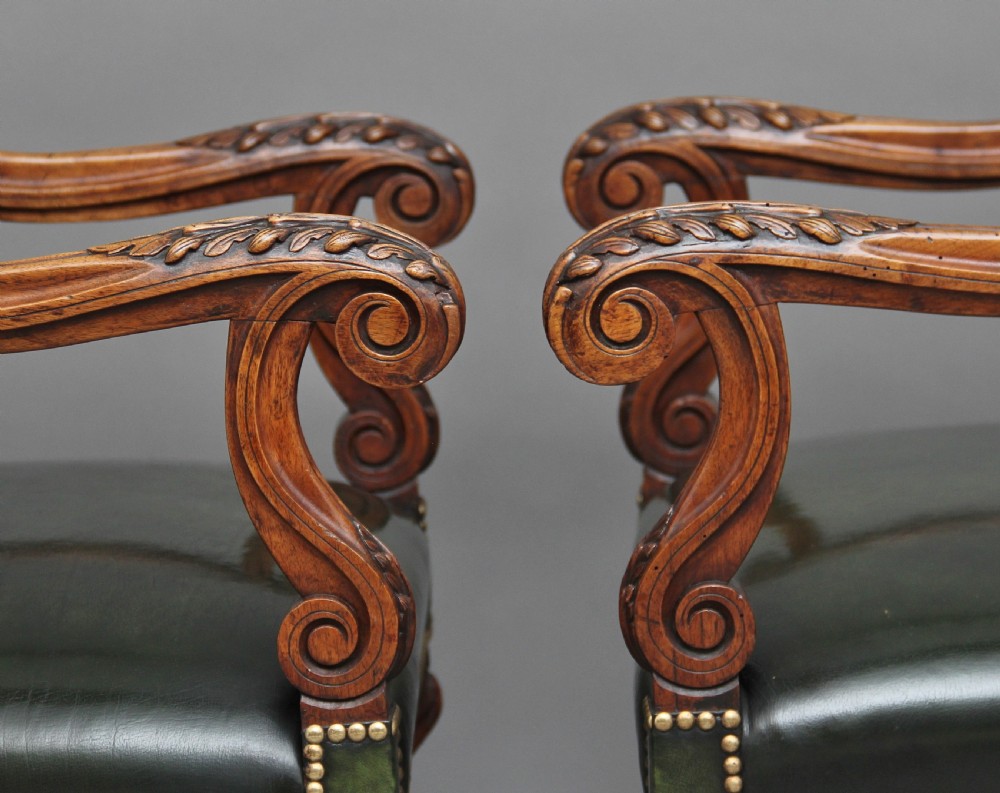 Pair of early 19th Century carved walnut armchairs View V