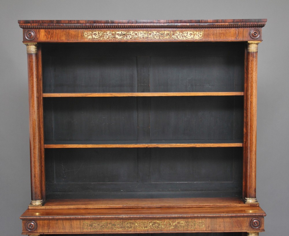 Early 19th Century rosewood and brass inlaid bookcase View II